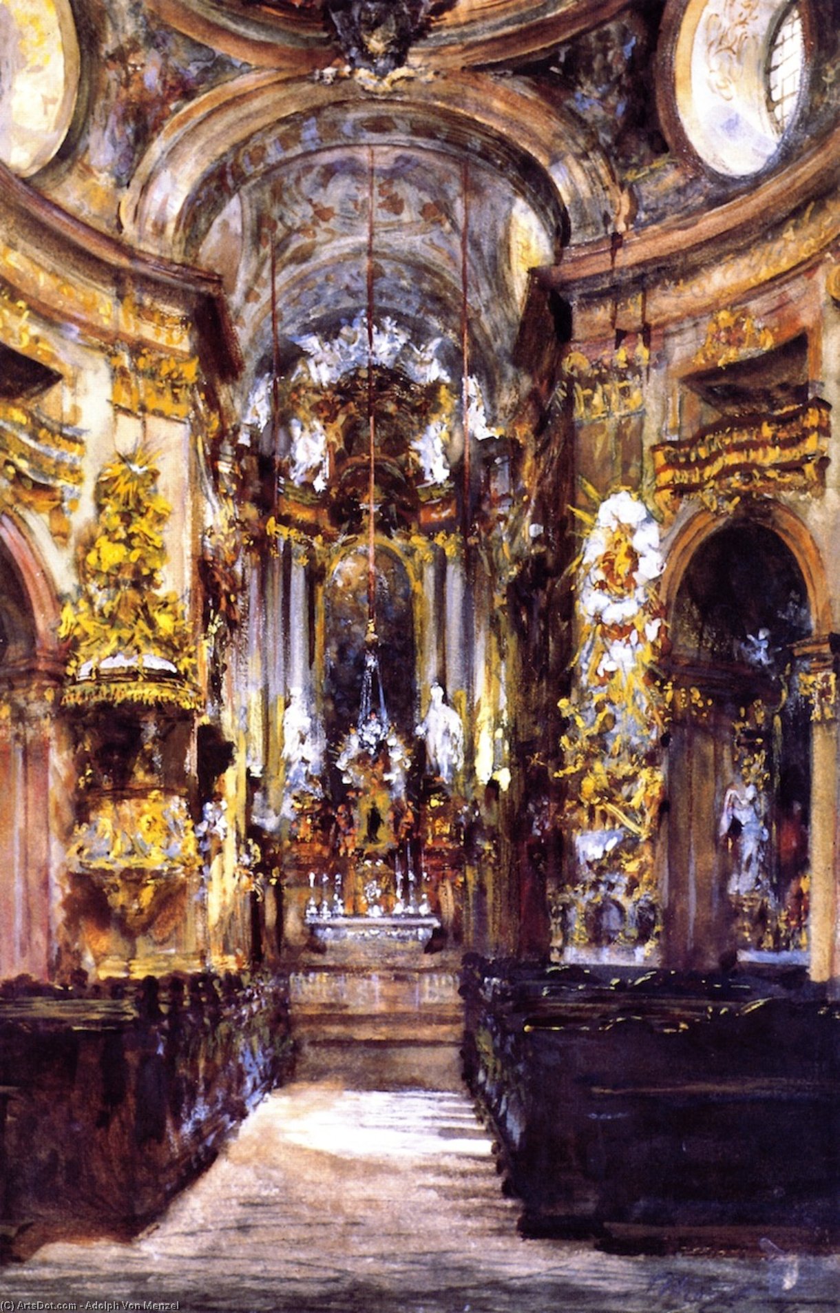 Interior Of Saint Peter's Church In Vienna — Adolph Von Menzel