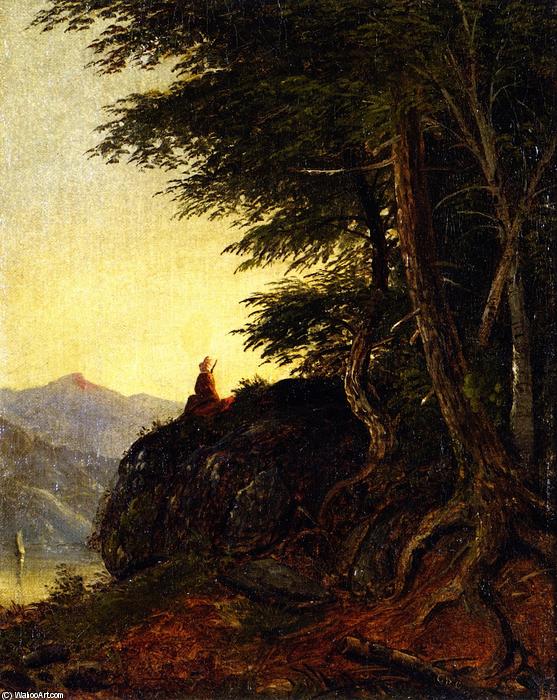 Landscape With Native American On A Cliff — Christopher Pearse Cranch