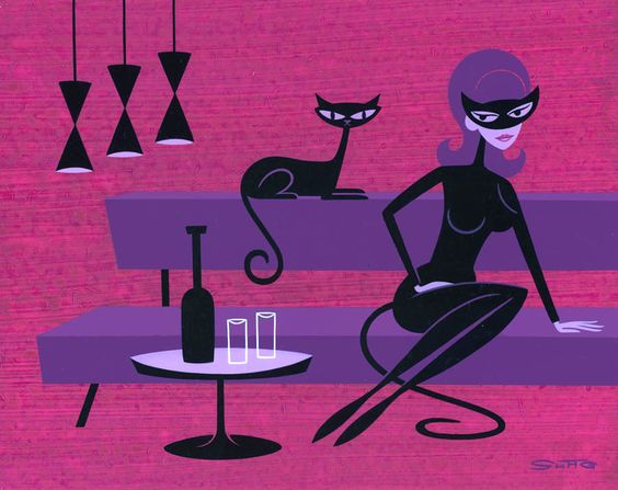 Black Kitten In Purple — Josh Agle (shag)