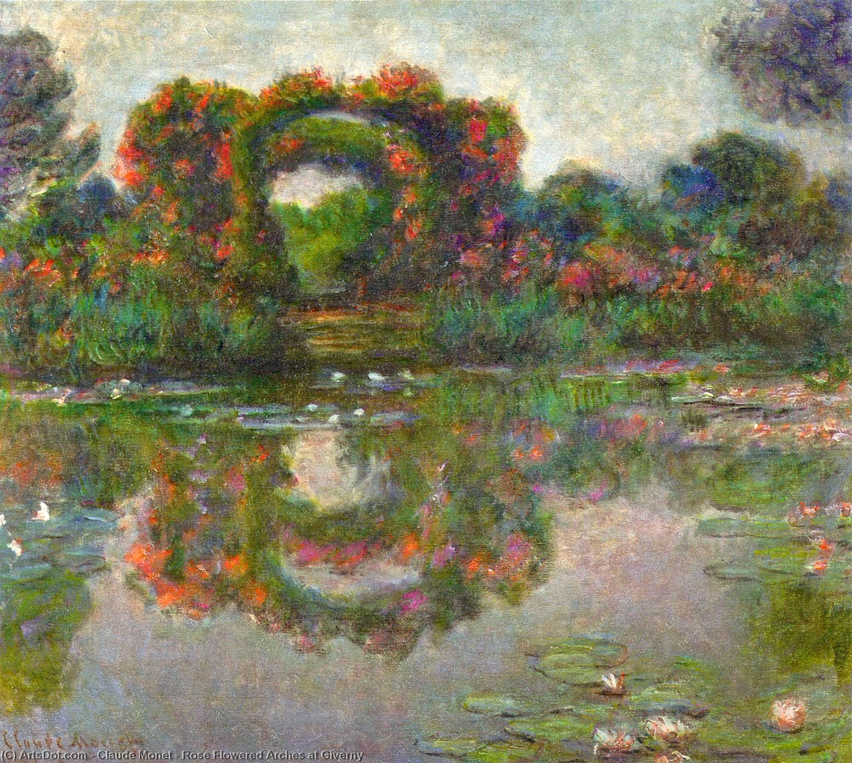 Rose Flowered Arches At Giverny — Claude Monet