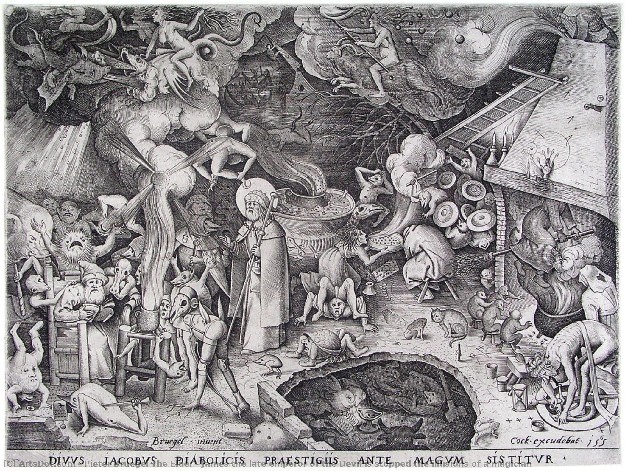James Der Spätere Kaiser Des Teufels Wird Von Einem Zauberer Aufgehalten Und Die Illusionen Eines Magiers — Pieter Bruegel Der Ältere