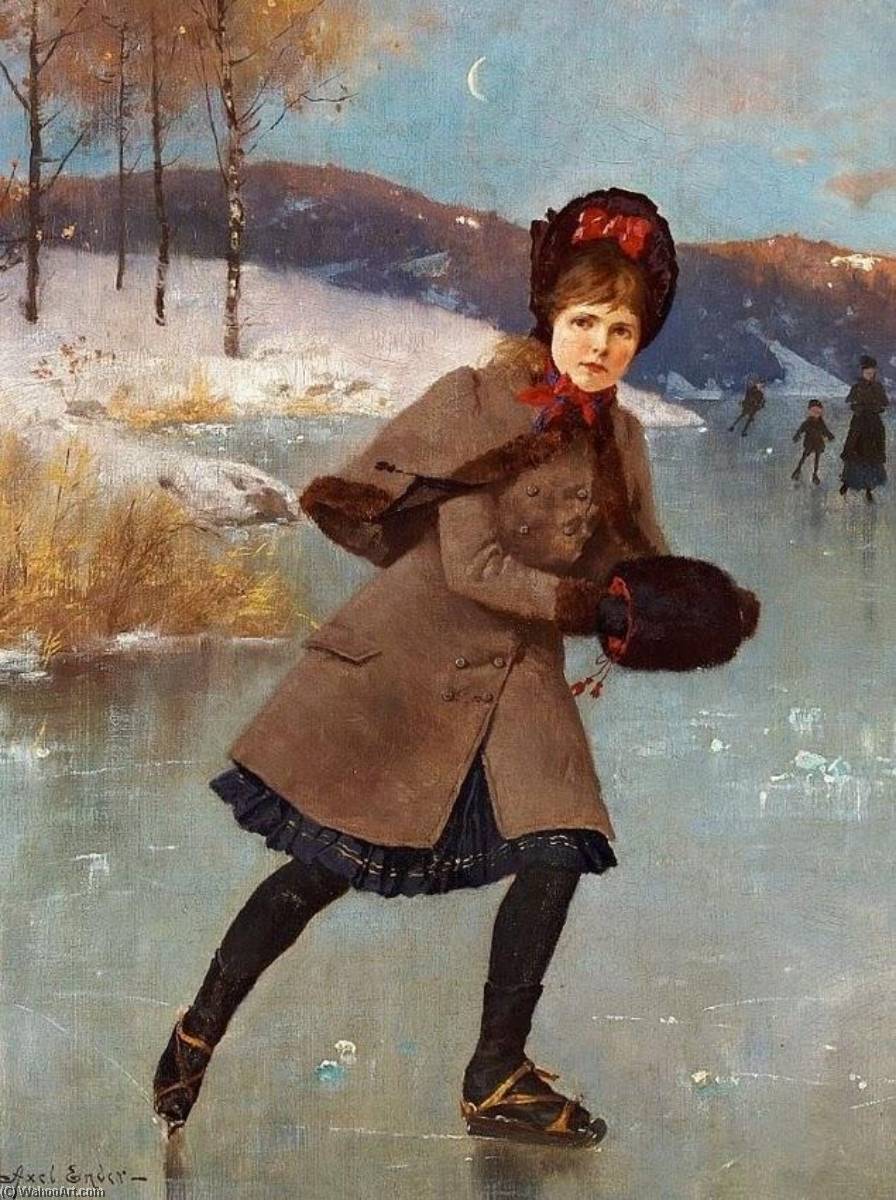 Young Girl On A Frozen Lake, Norway — Axel Hjalmar Ender