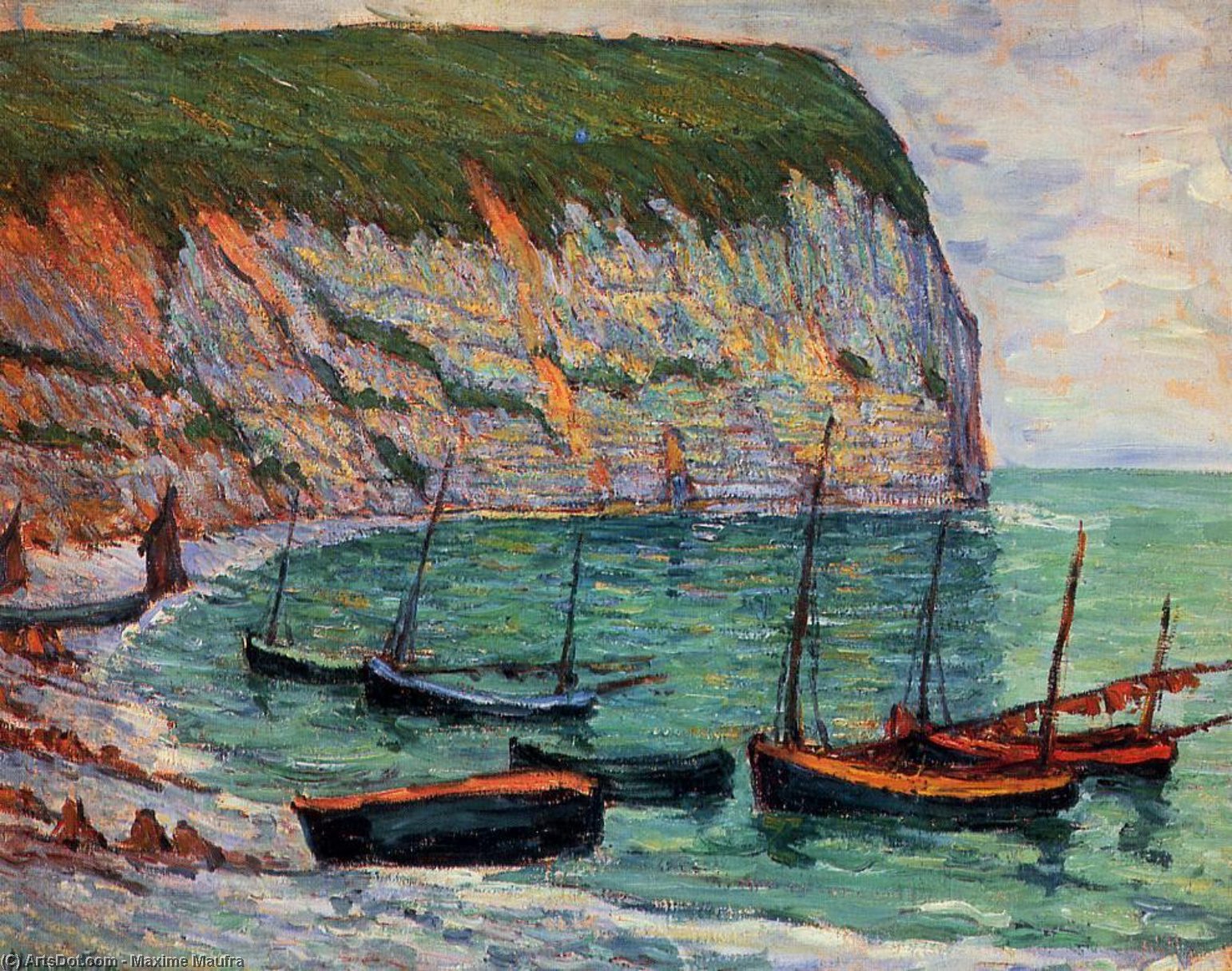 Fishing Boats On The Shore — Maxime Emile Louis Maufra