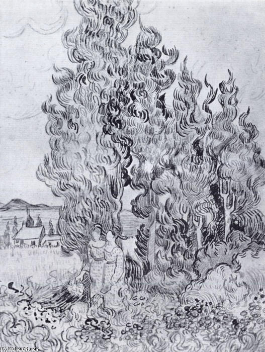 Cipreses Y Dos Mujeres — Vincent Willem Van Gogh
