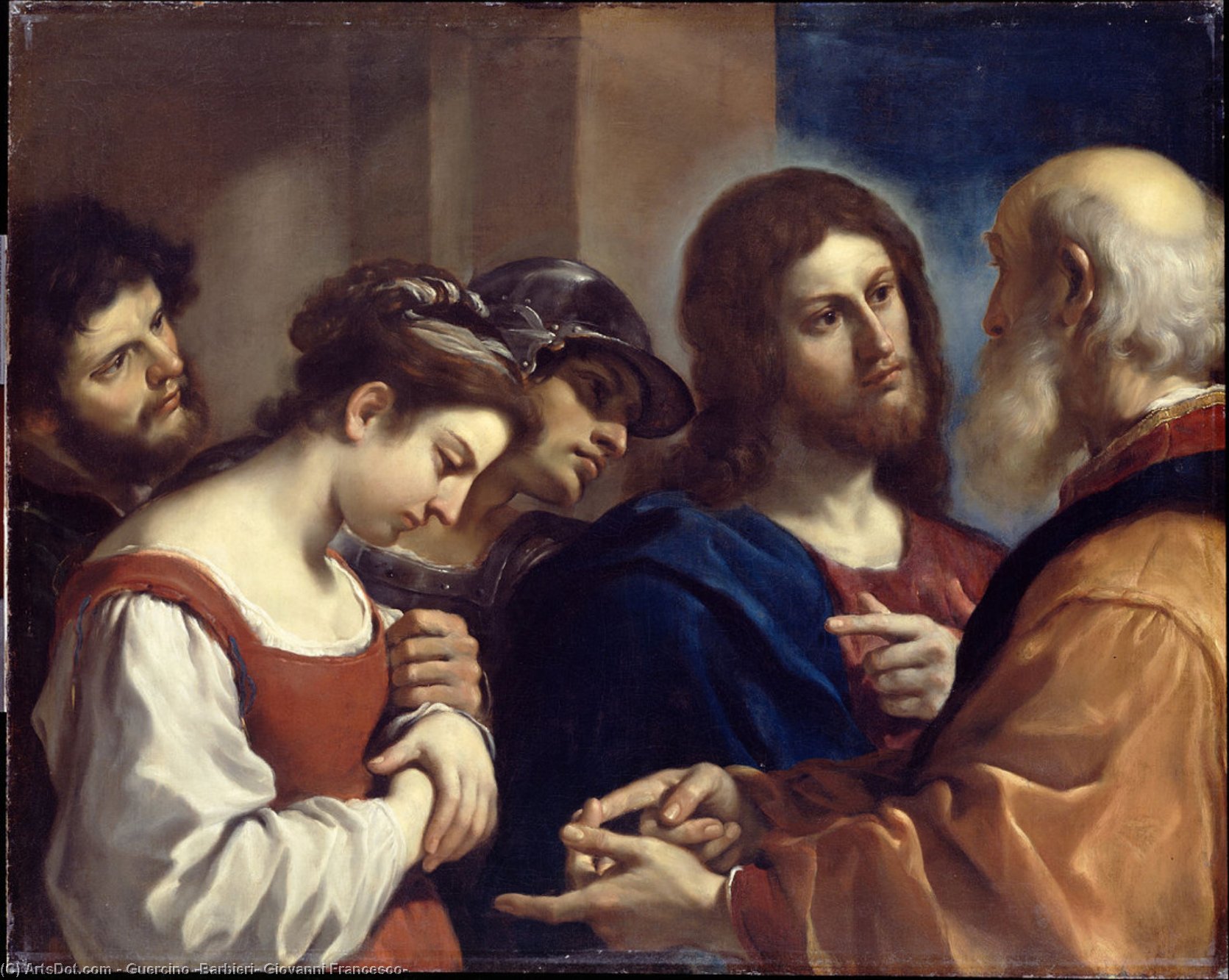 Christ And The Woman Taken In Adultery — Guercino