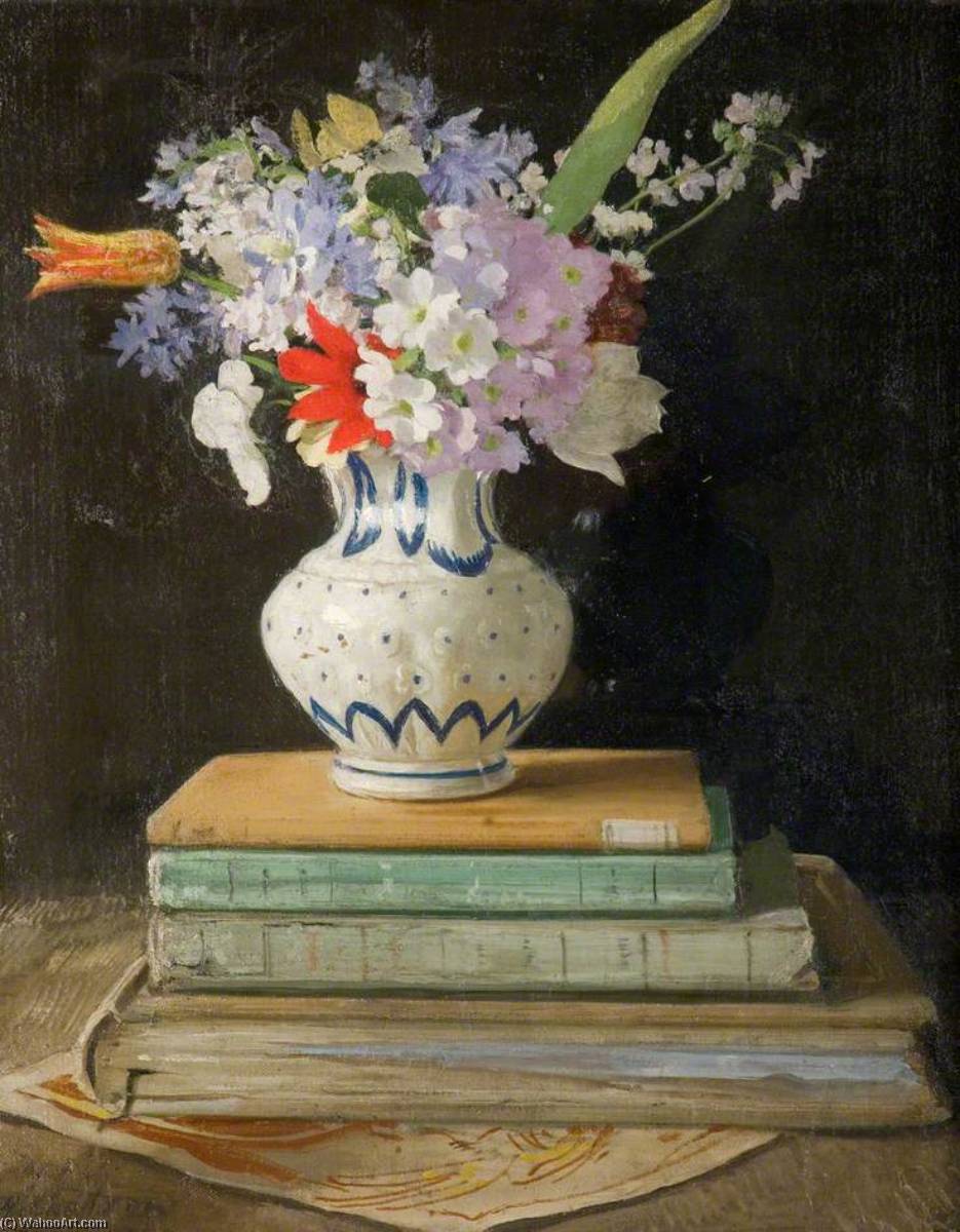 Flower Piece With Books — Sir William Nicholson