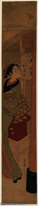 Osen Looking Up At A Cuckoo — Судзуки Харунобу