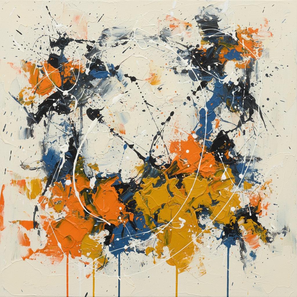 Ecos Centrífugos De Ocre Y Medianoche En Una Explosión Abstracta Singular — Laurent Lefèvre