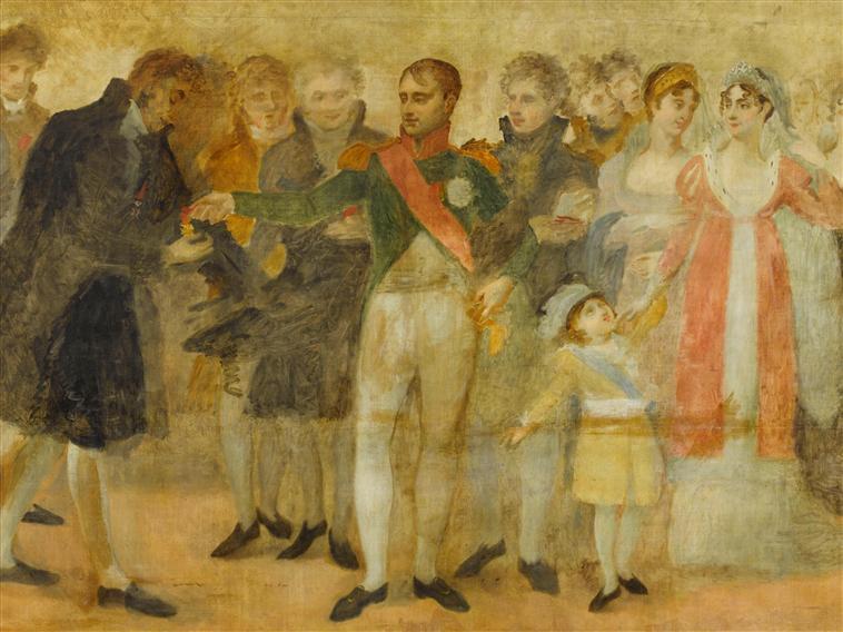 Napoleon, Visitant Le Salon Du Louvre, Distribue A Des Artistes Des Croix De La Legion D'honneur.22 Octobre 1808 — Antoine-jean Gros (baron Gros)