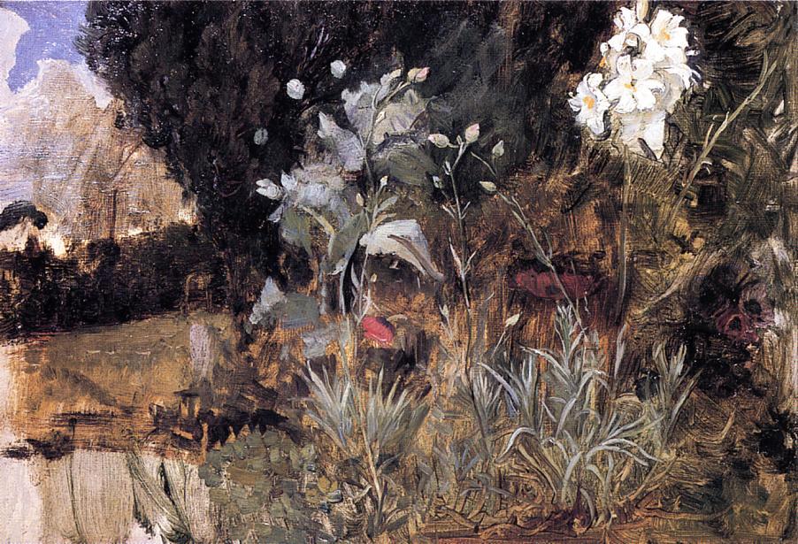Flower Sketch For 'the Enchanted Garden — John William Waterhouse