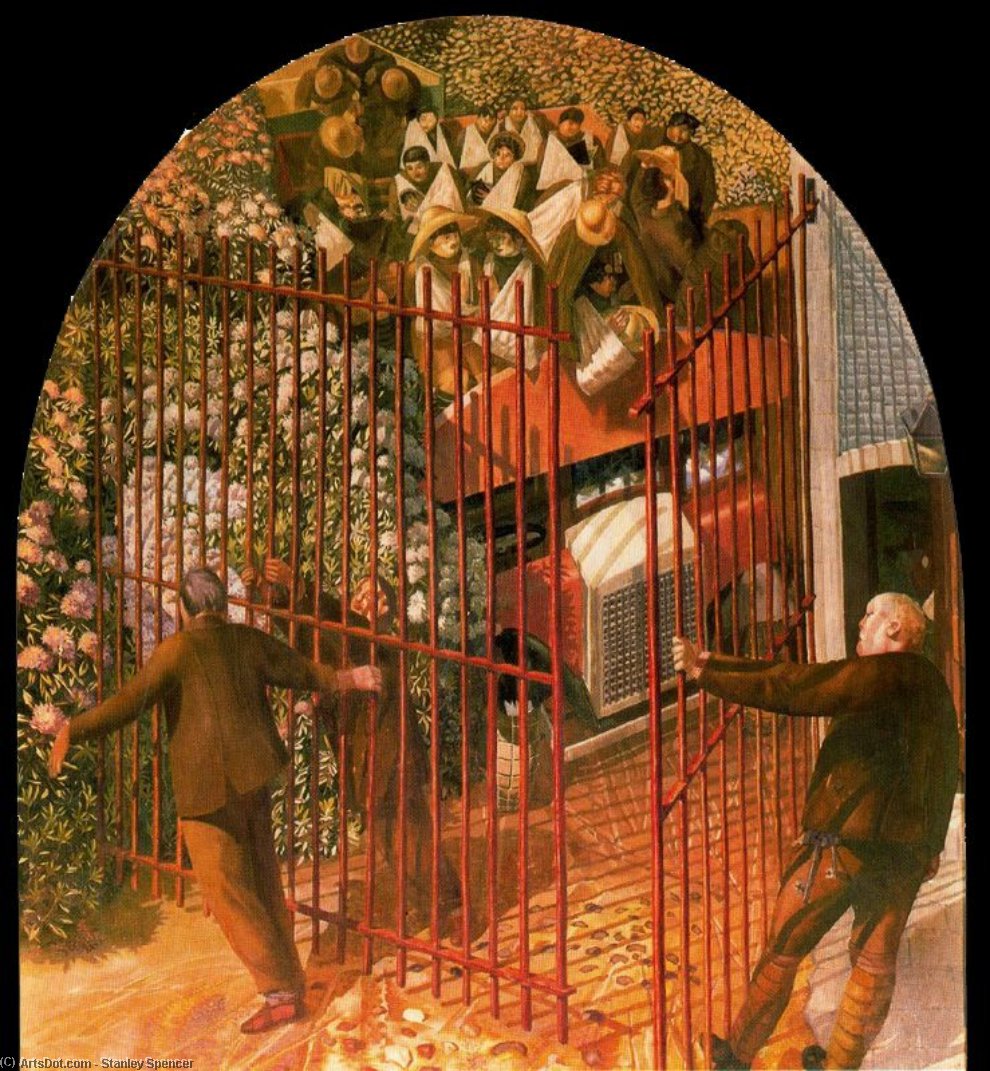 Convoy Of Wounded Soldiers Arriving At Beaufort Hospital Gates — Sir Stanley Spencer
