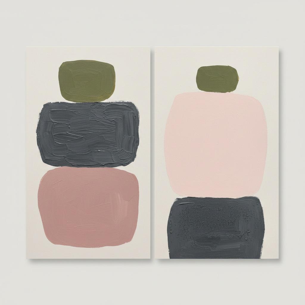 Monolithic Serenity: A Sculptural Diptych Of Layered Earth And Muted Rose Tones — Laurent Fabre