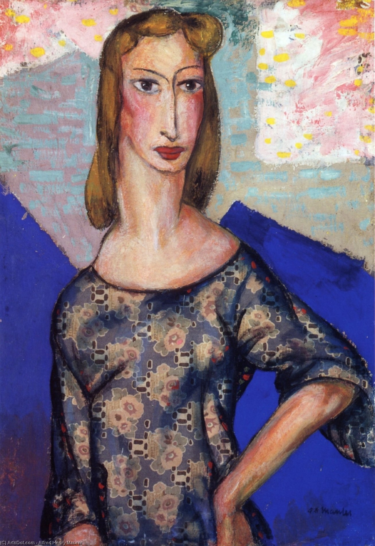 Portrait Of A Girl In A Flowered Dress — Alfred Henry Maurer