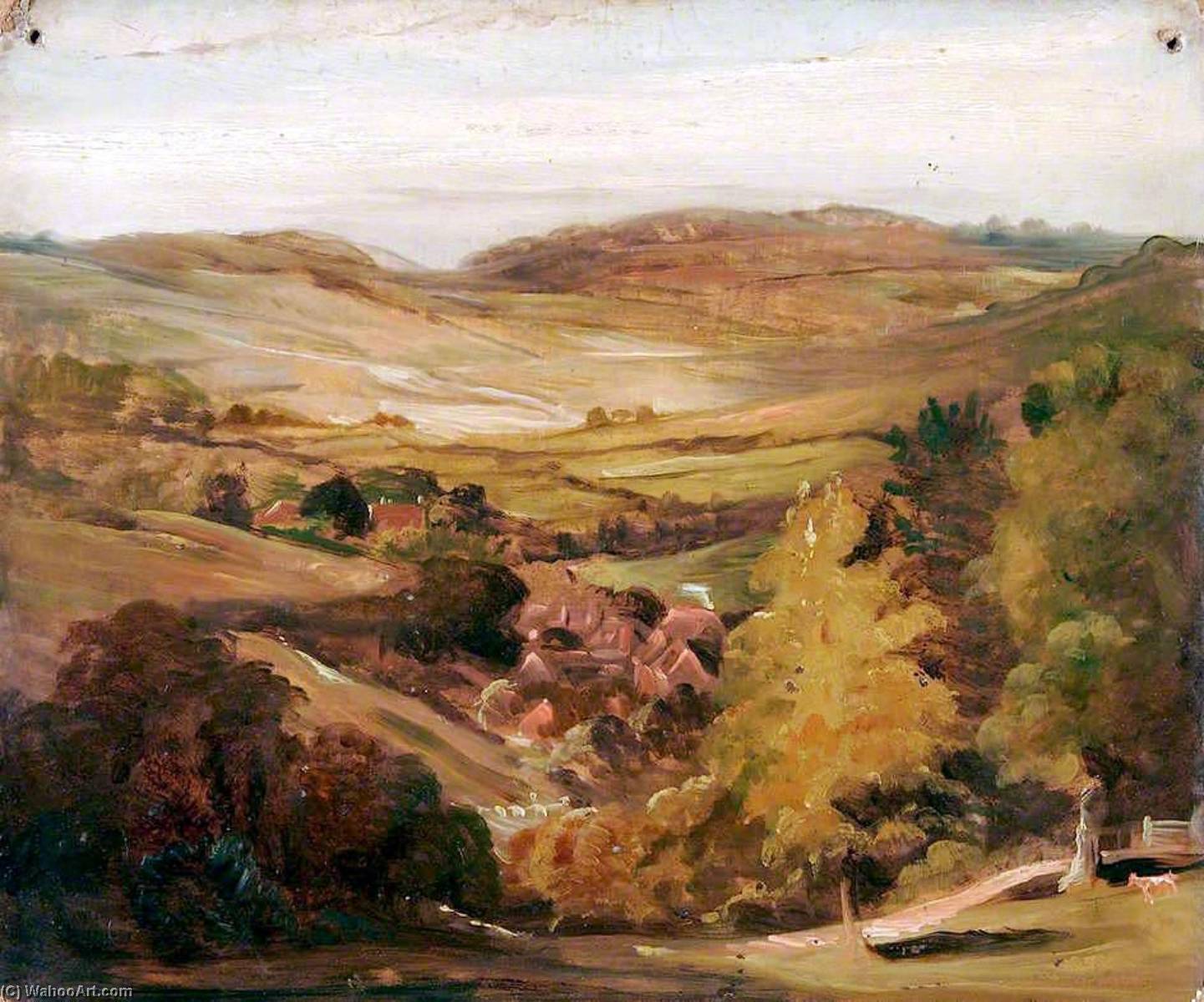 Landscape With Village In A Dale — Joseph Clover