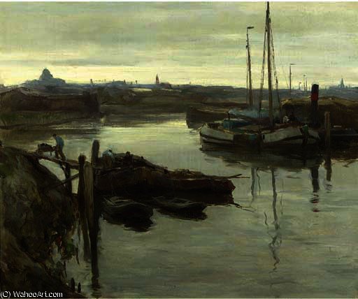 The Inner Harbour Of Scheveningen — August Willem Van Voorden