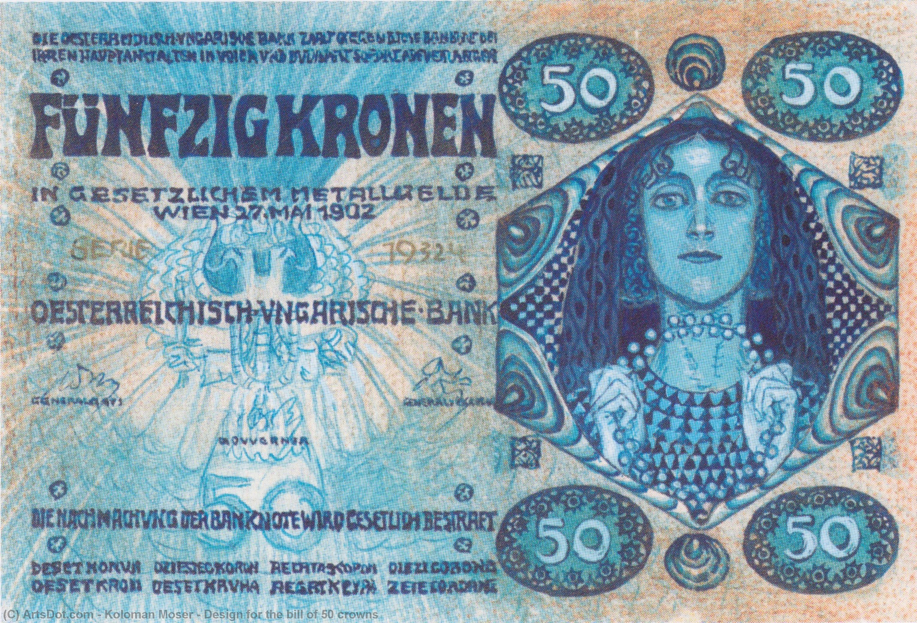 Design For The Bill Of 50 Crowns — Koloman Moser