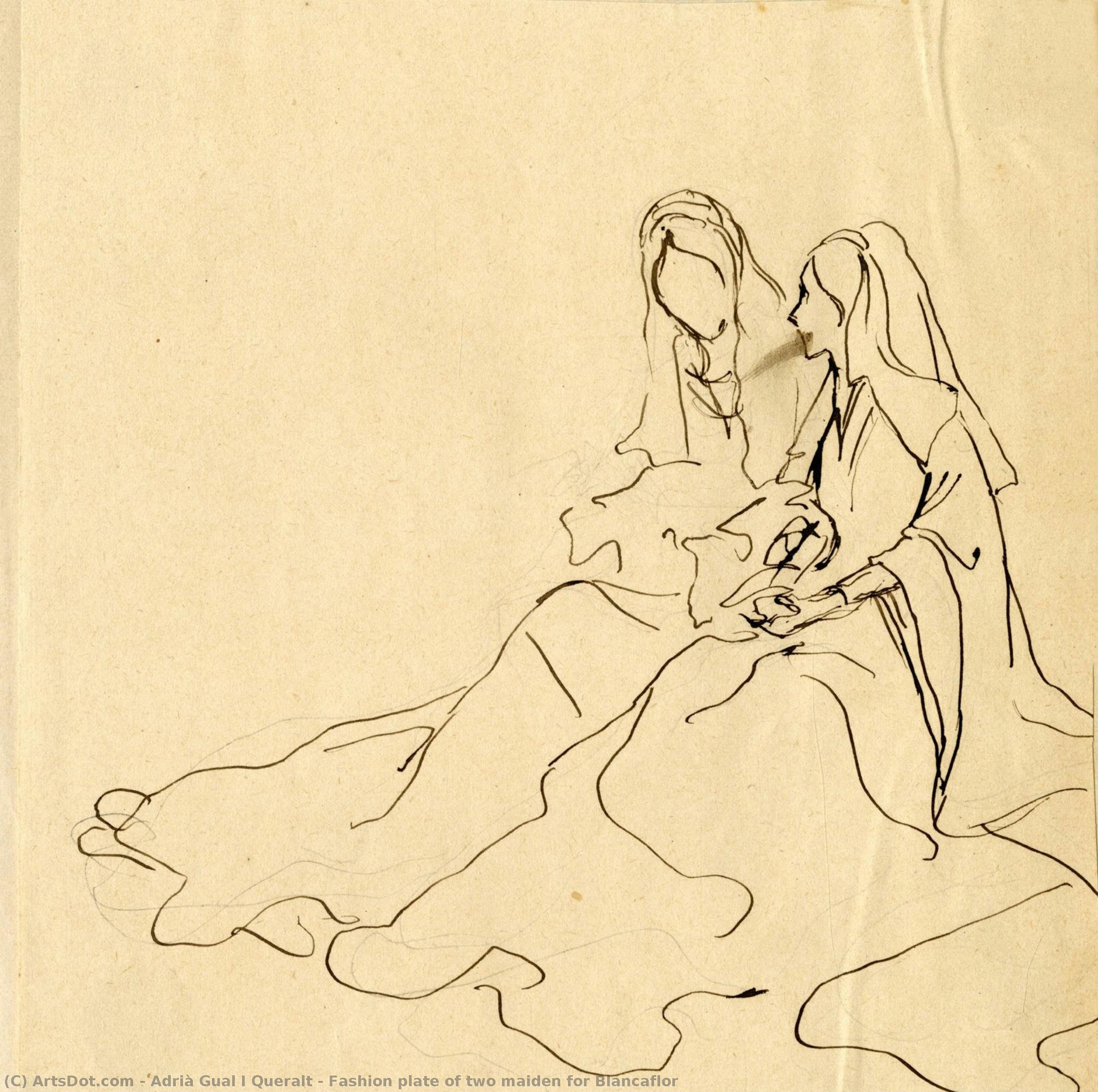 Fashion Plate Of Two Maiden For Blancaflor — Adrià Gual I Queralt