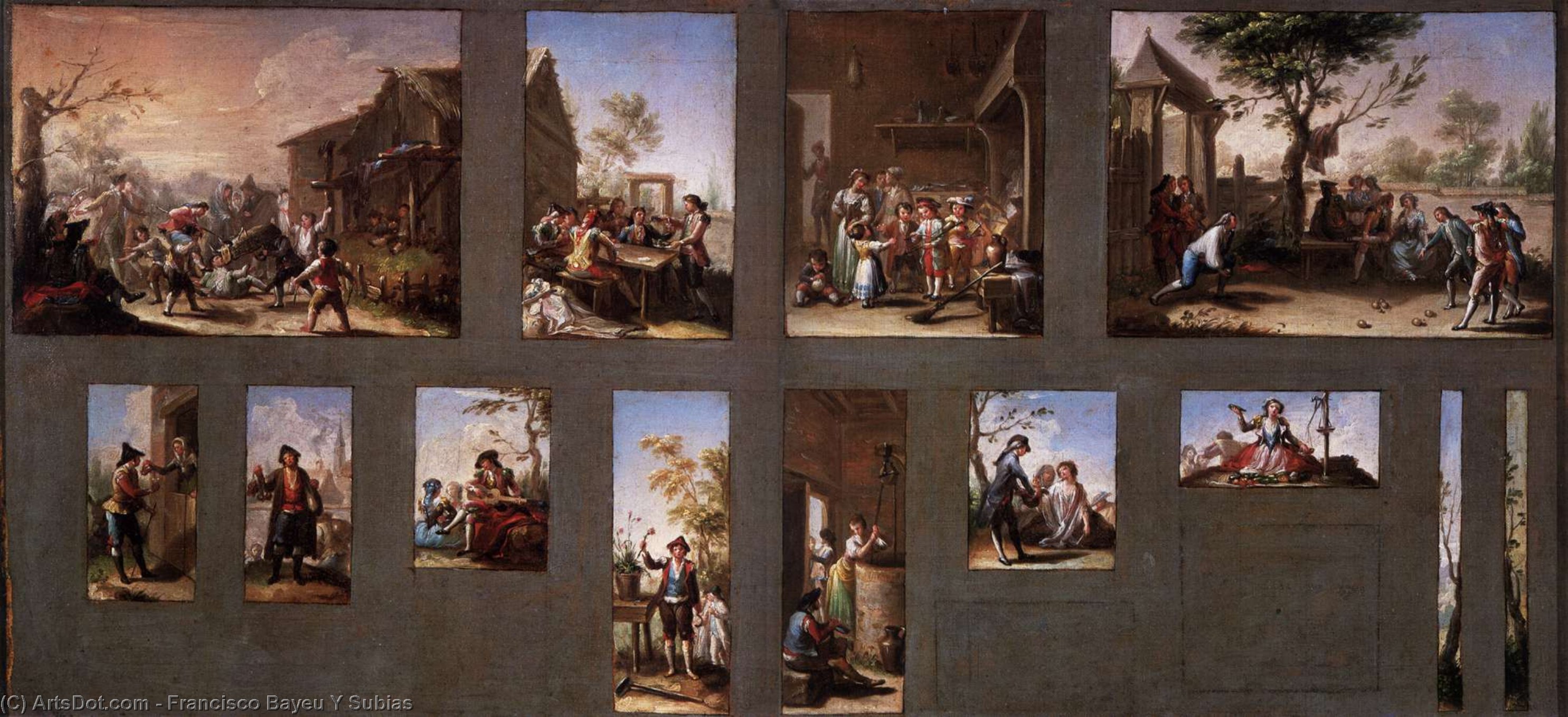 Painting With Thirteen Sketches — Francisco Bayeu Y Subias