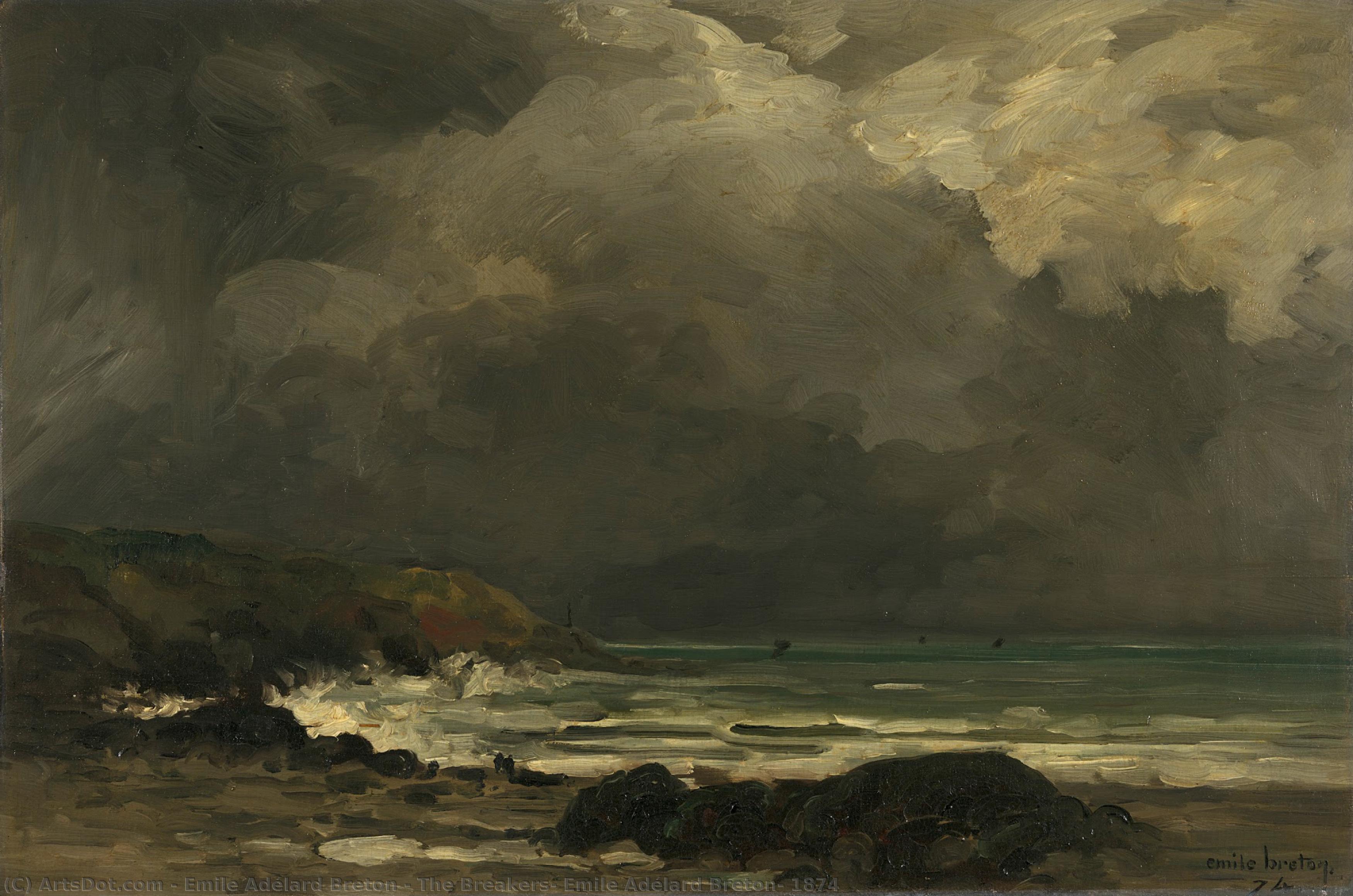 The Breakers, Emile Adélard Breton, 1874 — Émile Adélard Breton