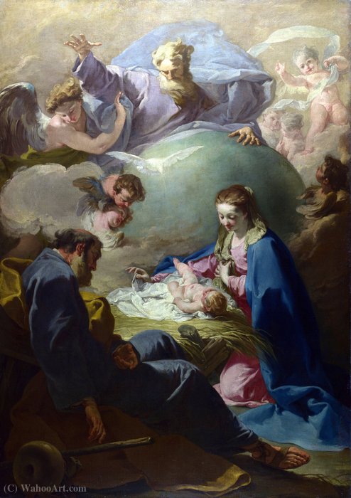 Die Geburt Christi Mit Gott Vater Und Dem Heiligen Geist — Giovanni Battista Pittoni