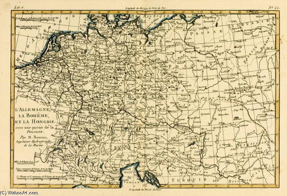 Germany, Bohemia And Hungary, With Part Of Poland, From 'atlas De Toutes Les Parties Connues Du Glob — Rigobert Bonne (charles Marie Rigobert Bonne)