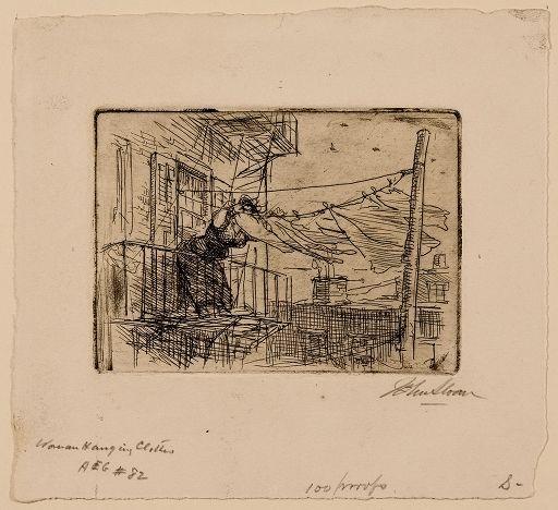 Woman Hanging Clothes — John French Sloan