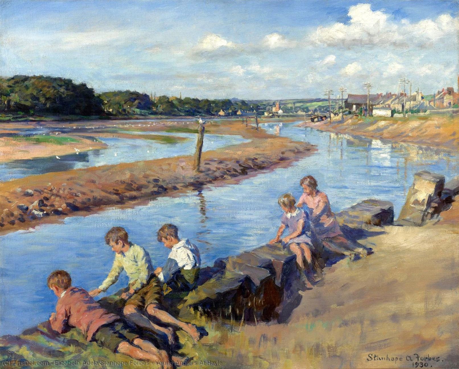 Young Anglers At Hayle — Elizabeth Adela Stanhope Forbes