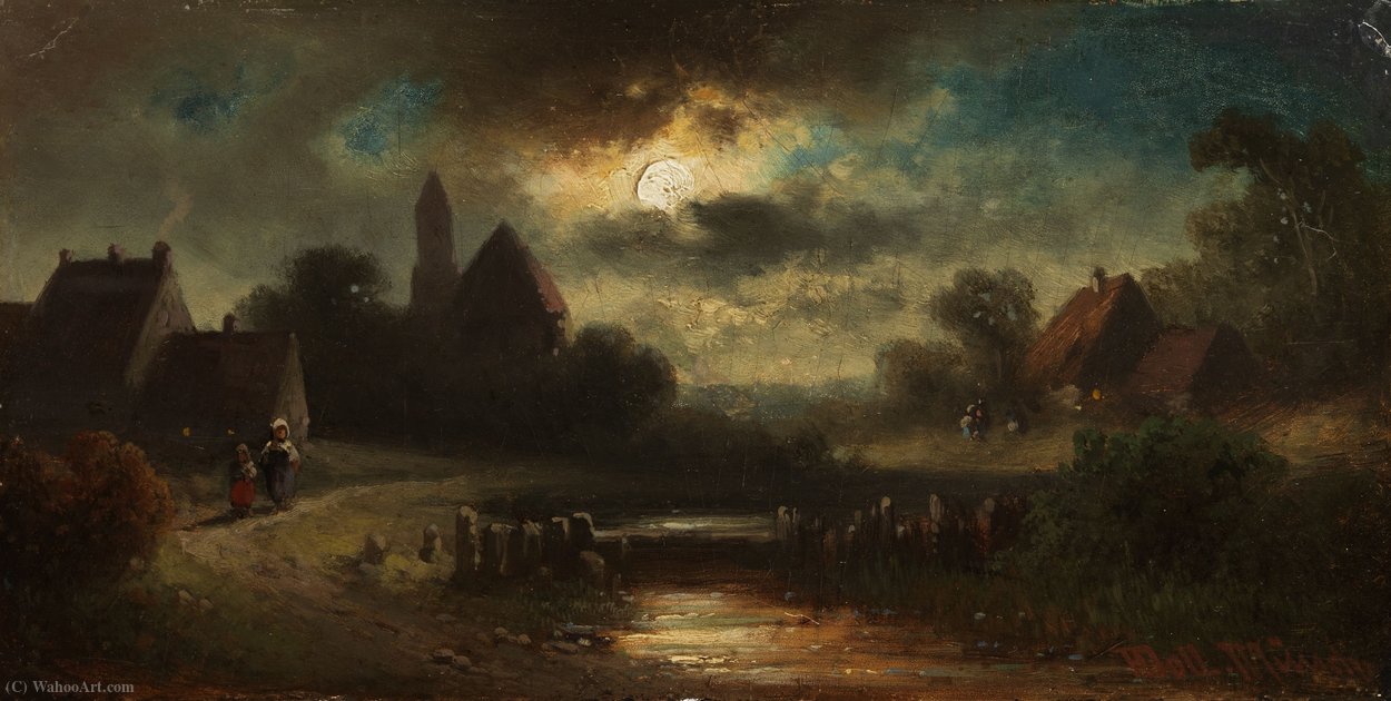 Dorfansicht At Dusk — Anton Doll