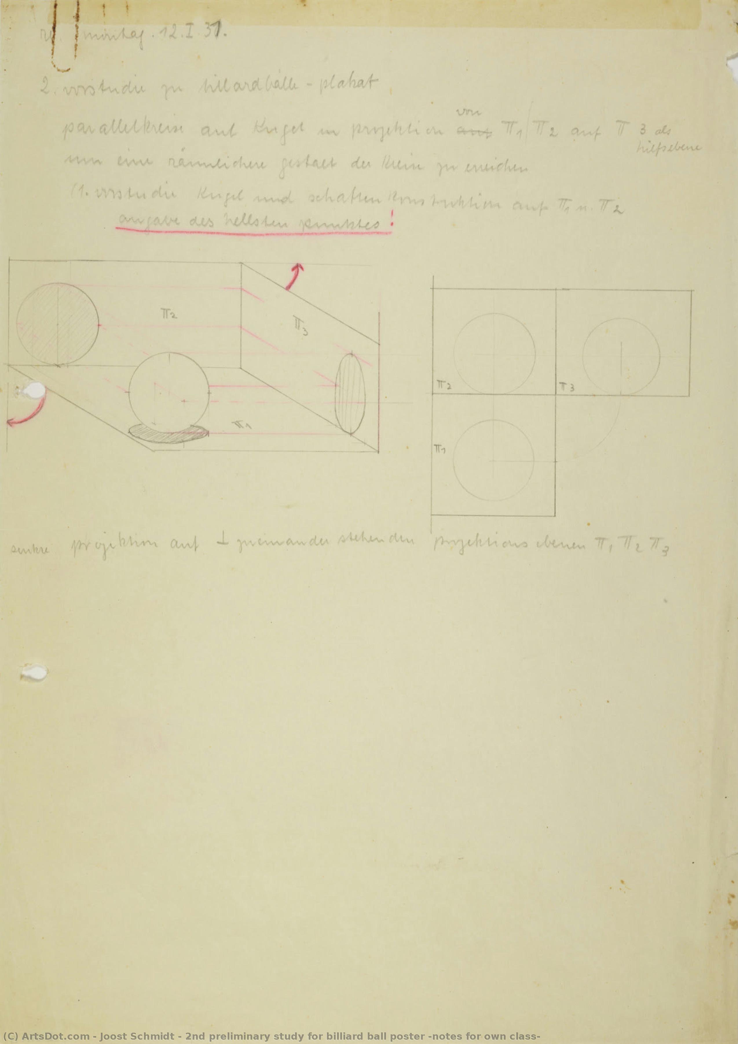 2nd Preliminary Study For Billiard Ball Poster (notes For Own Class) — Joost Schmidt