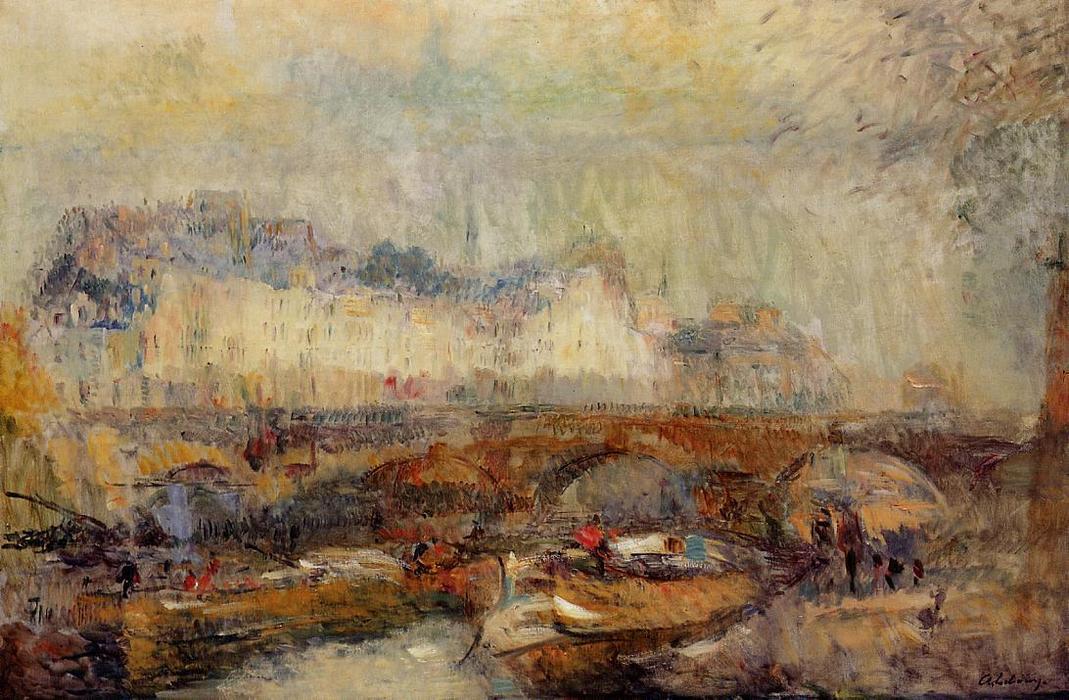 The Small Arm Of The Seine At Pont Neuf — Albert-charles Lebourg