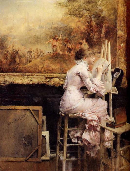Young Watercolourist In The Louvre — Pascal-adolphe-jean Dagnan-bouveret
