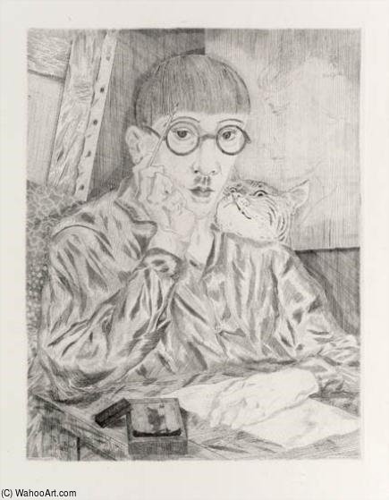 Autoportrait Au Chat — Léonard Tsuguharu Foujita