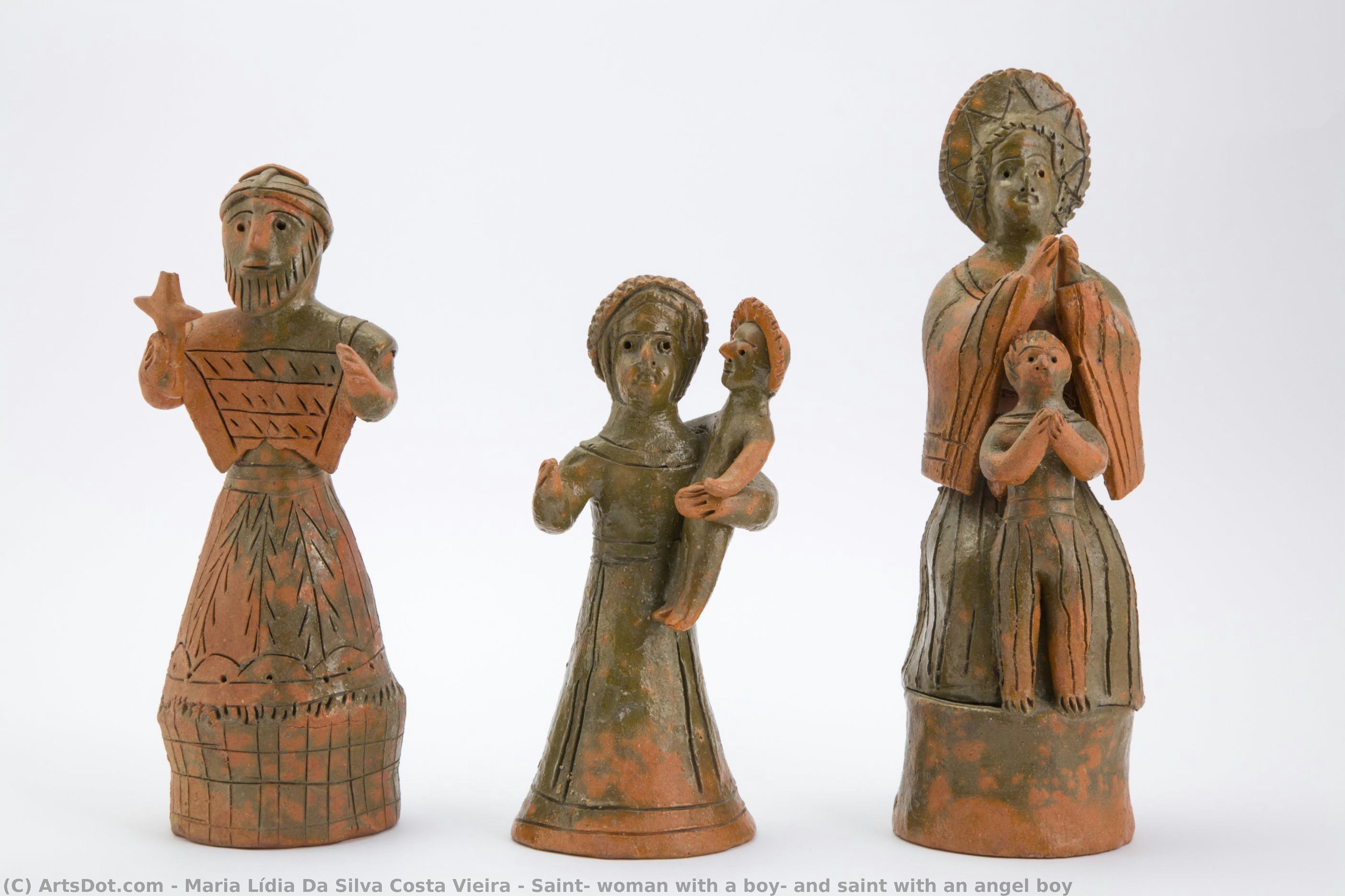 Saint, Woman With A Boy, And Saint With An Angel Boy — Maria Lídia Da Silva Costa Vieira