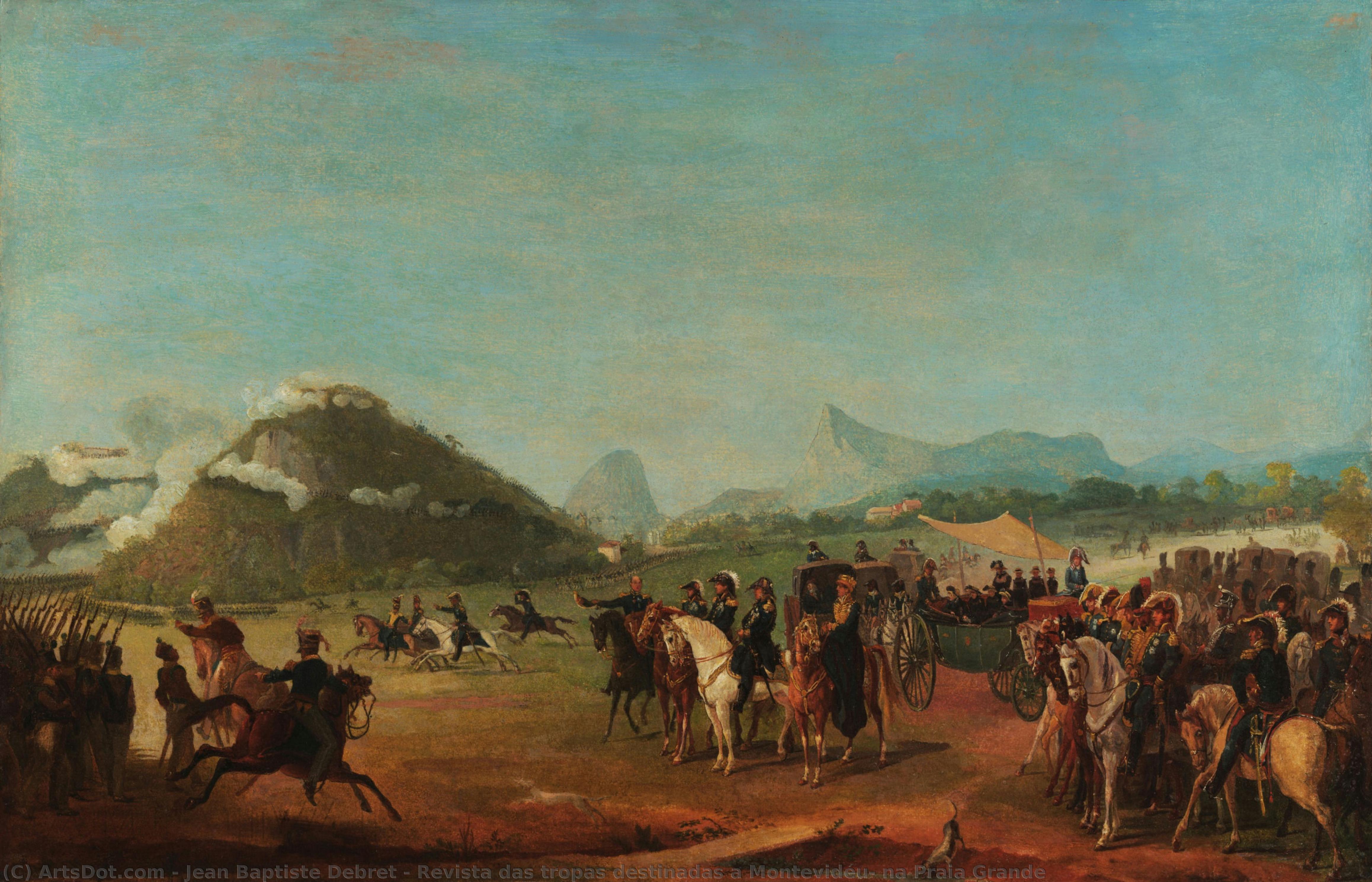 Revista Das Tropas Destinadas A Montevidéu, Na Praia Grande — Jean-baptiste Debret