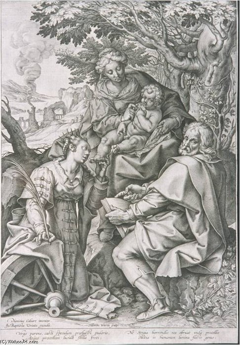 The Virgin Mary, St. Catherine Of Alexandria, And The Christ Child — Nicolaes De Bruyn