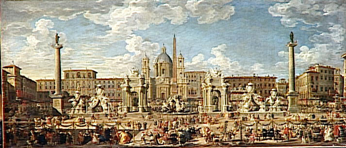 Preparation Du Feu D'artifice Et De La Decoration De La Fete Donnee Sur La Place Navone, A Rome Le 30 Novembre 1729 A L'occasion De La Naissance Du Dauphin — Ђовани Паоло Панини