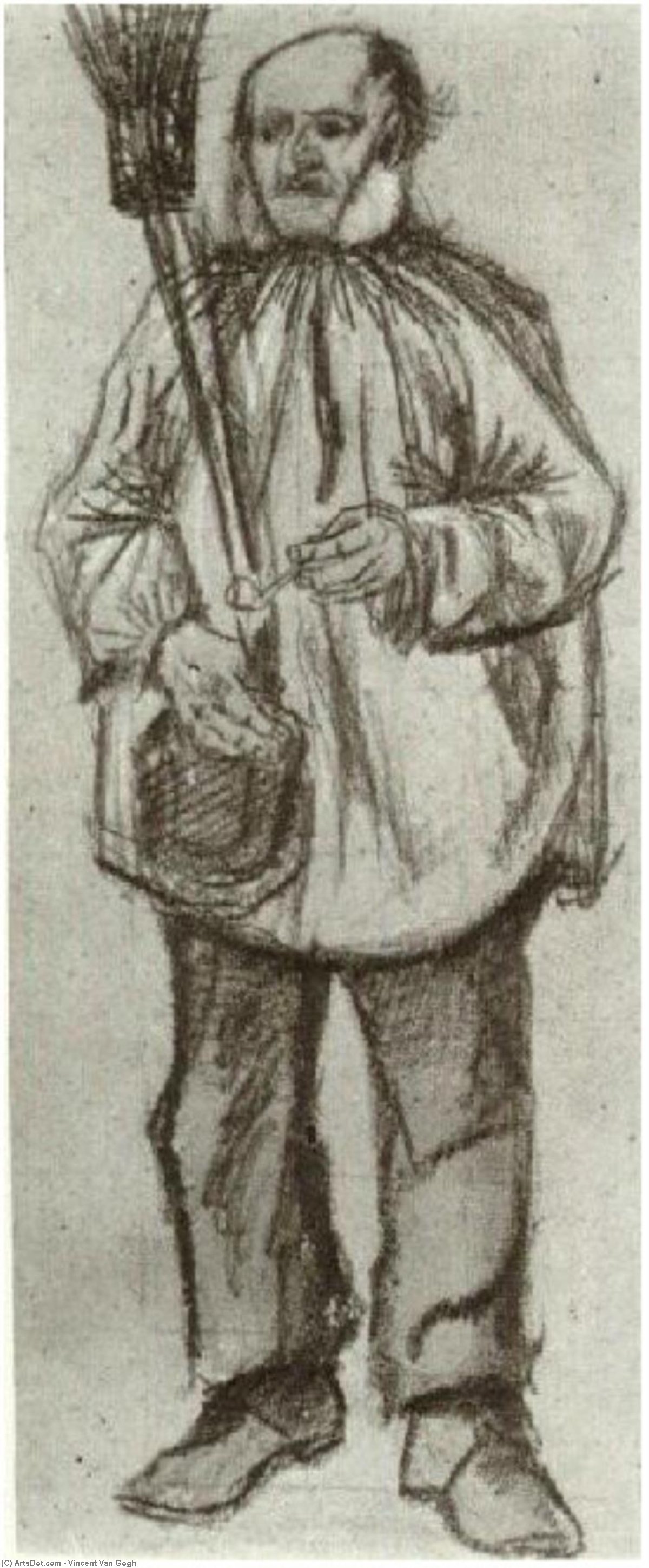Orphan Man, Wearing A Blouse, With Broom And Pipe — Vincent Willem Van Gogh