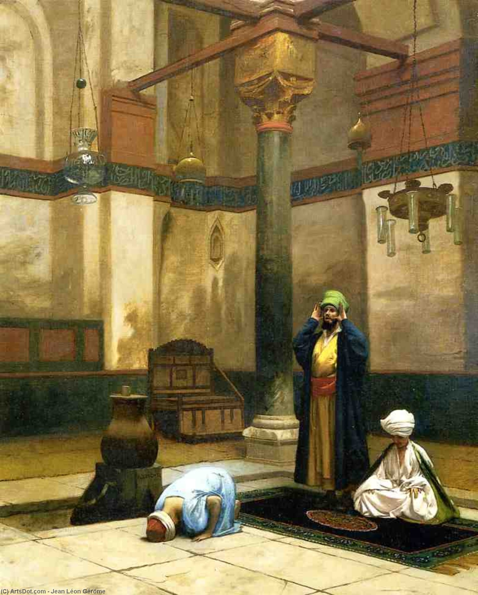 Three Worshippers Praying In A Corner Of A Mosque — Jean-léon Gérôme
