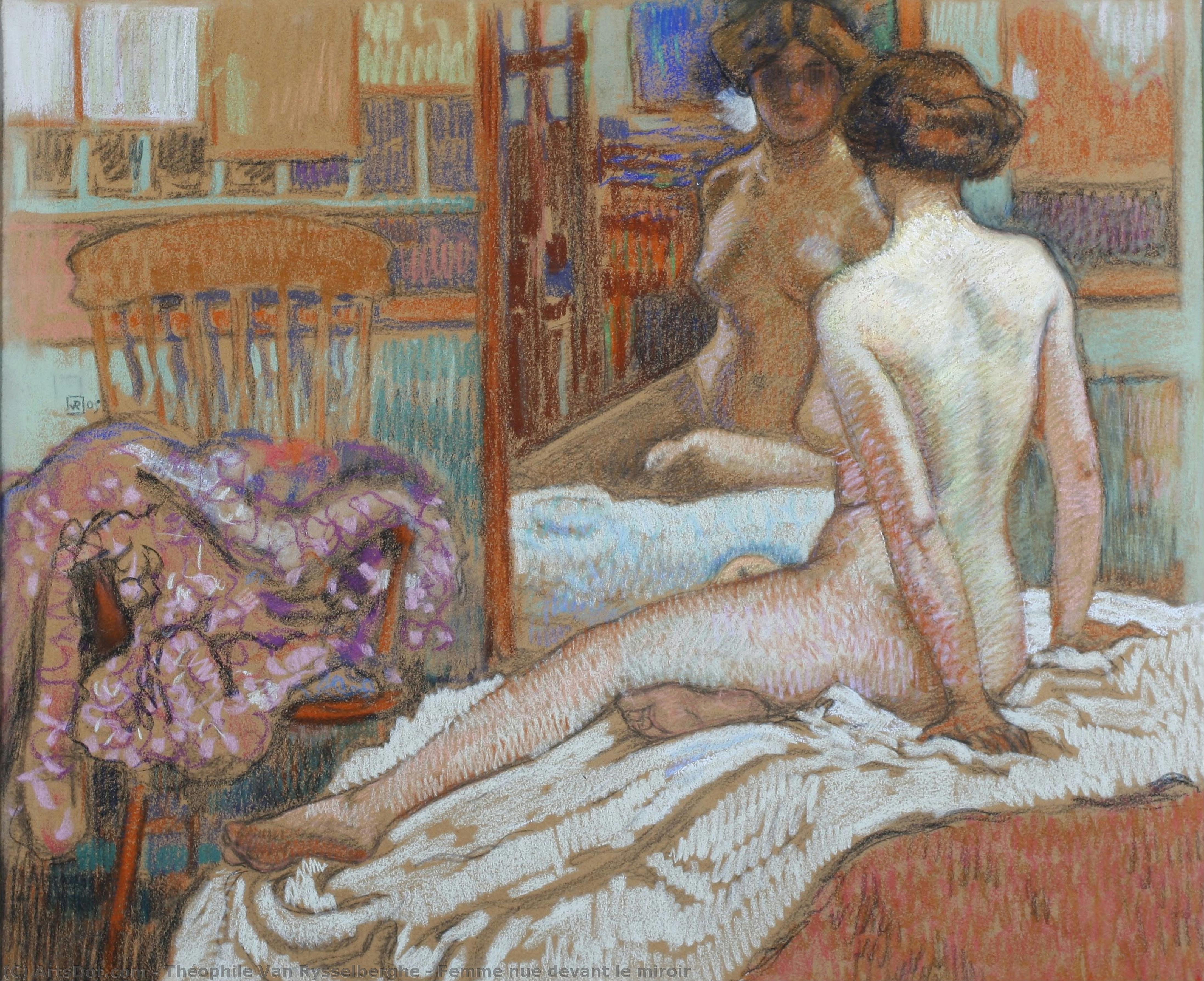 Femme Nue Devant Le Miroir — Theo Van Rysselberghe