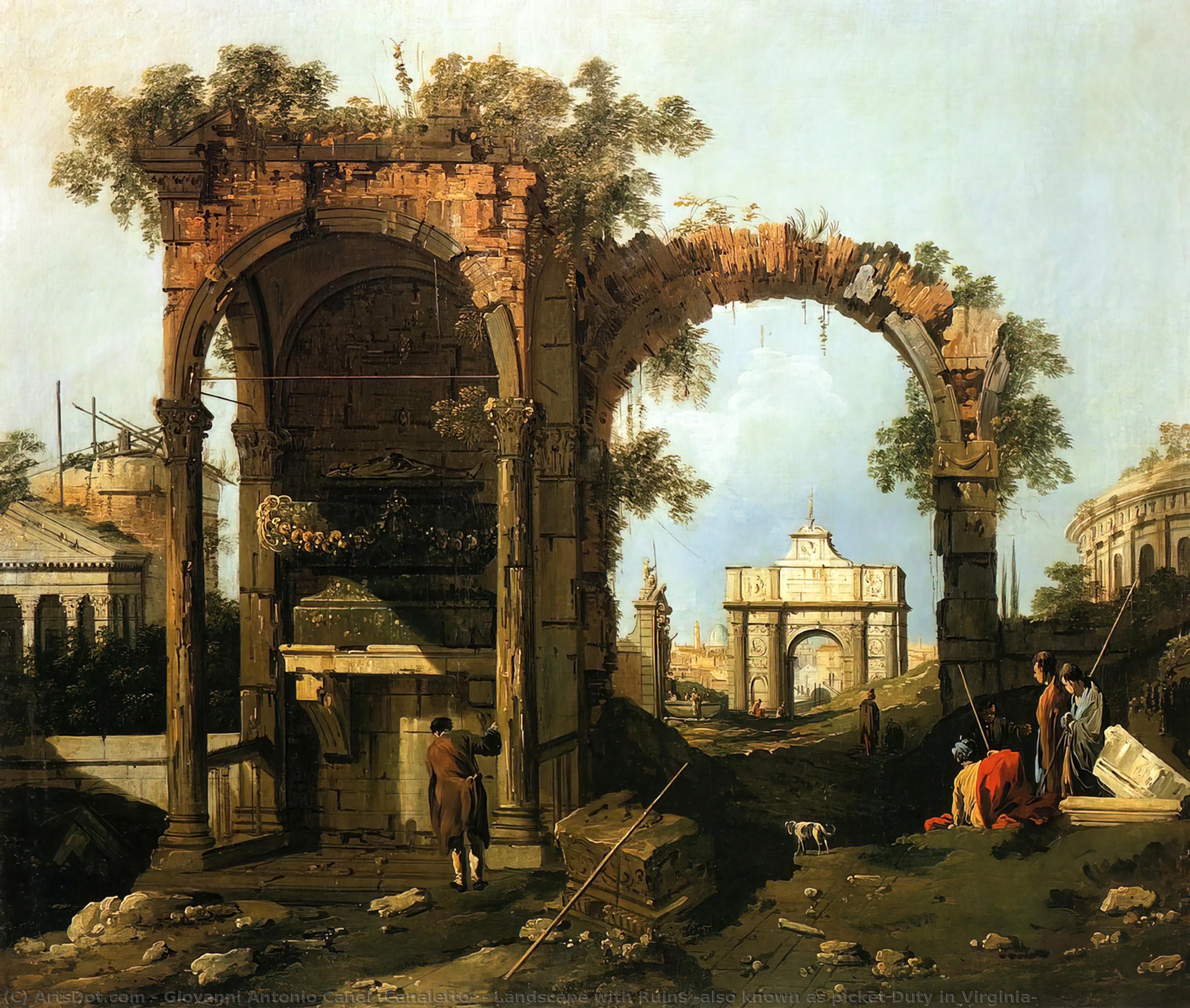 Landschaft Mit Ruinen (auch Bekannt Als Picket Duty In Virginia) — Giovanni Antonio Canaletto