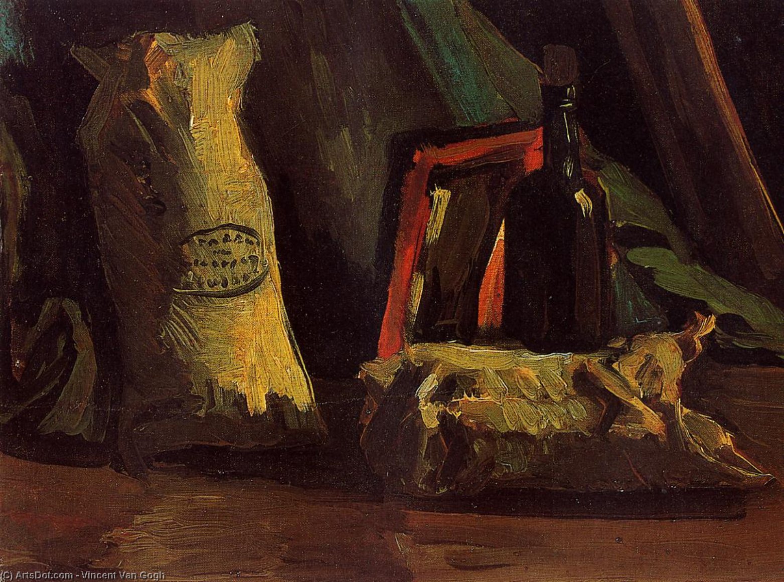 Still Life Mit Zwei Säcken Und Einer Flasche — Vincent Willem Van Gogh