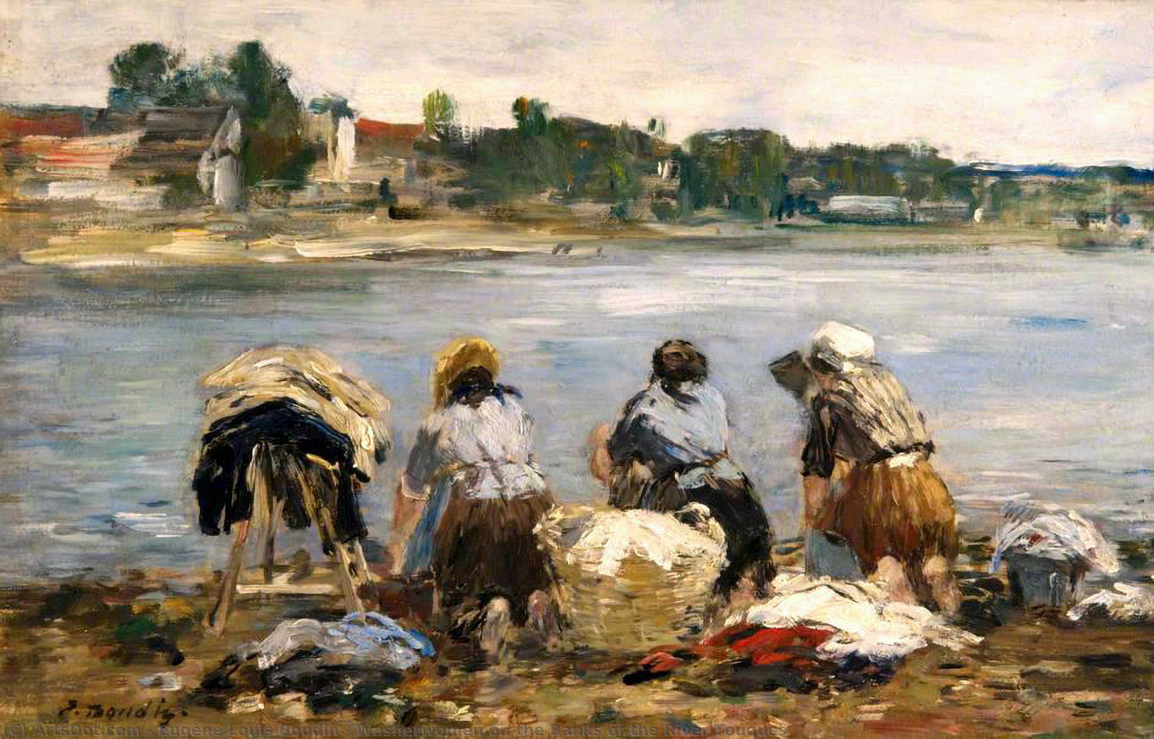 Washerwomen On The Banks Of The River Touques — Eugène Louis Boudin