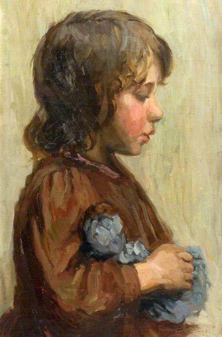 Study Of A Small Girl With A Blue Toy (bushey Model) — Kate Ethel Cowderoy
