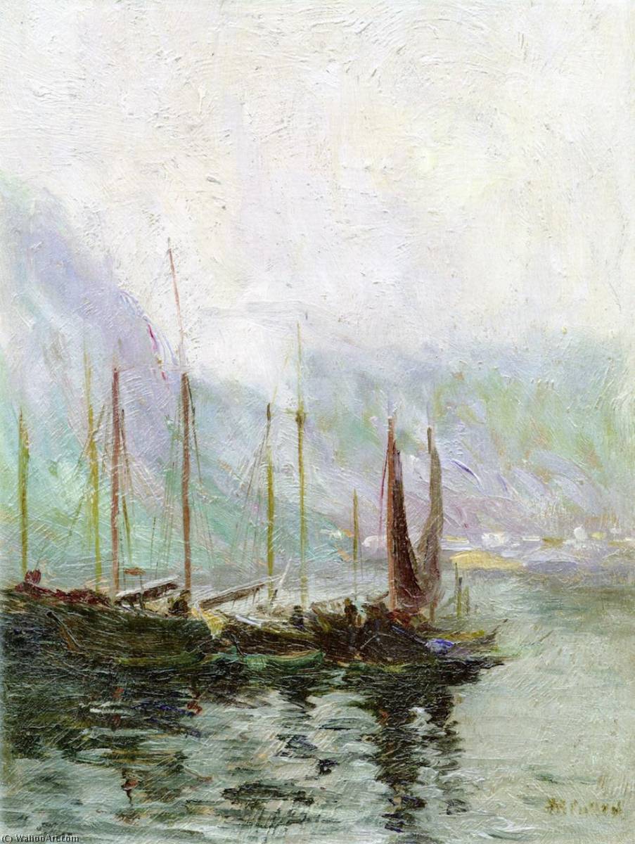 Misty Morning, Fishing Boats At Harbour — Maurice Cullen