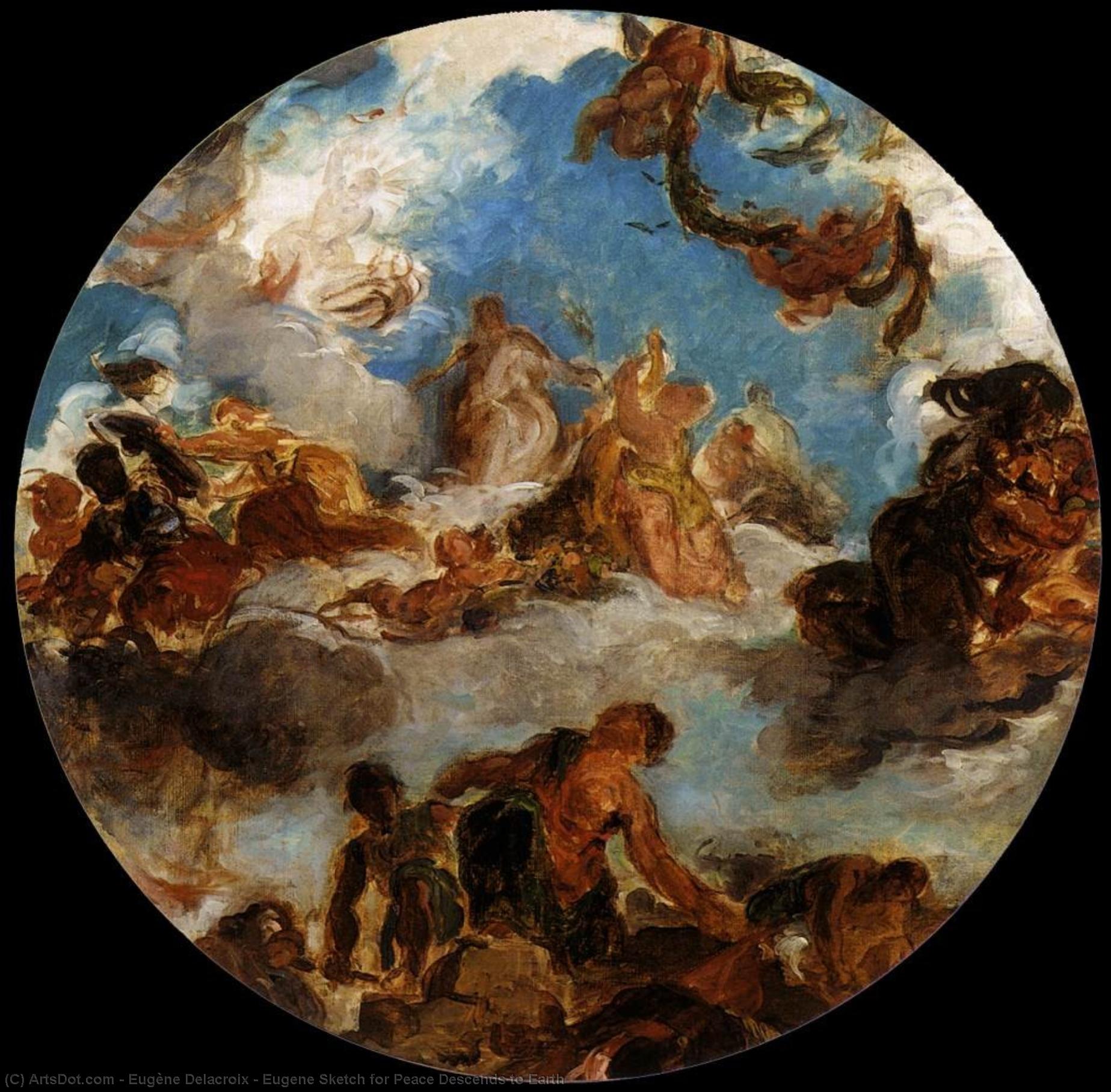 Eugene Sketch Für Frieden Stiegt Vom Himmel Herab — Eugène Delacroix