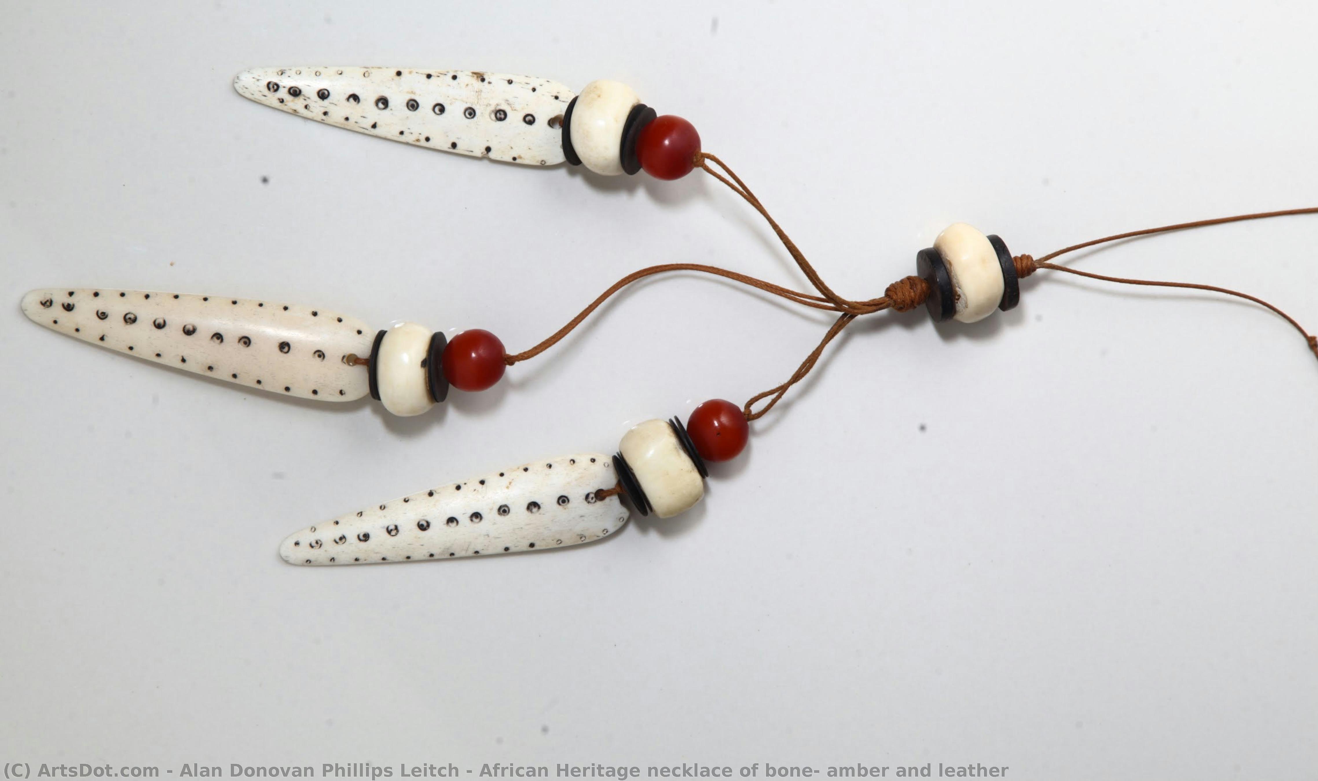 African Heritage Necklace Of Bone, Amber And Leather — Alan Donovan Phillips Leitch