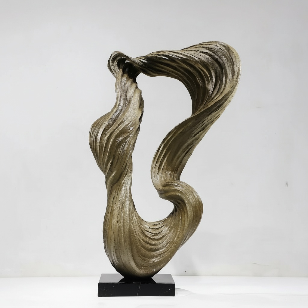Golden Flow: Abstract Fiberglass Sculpture