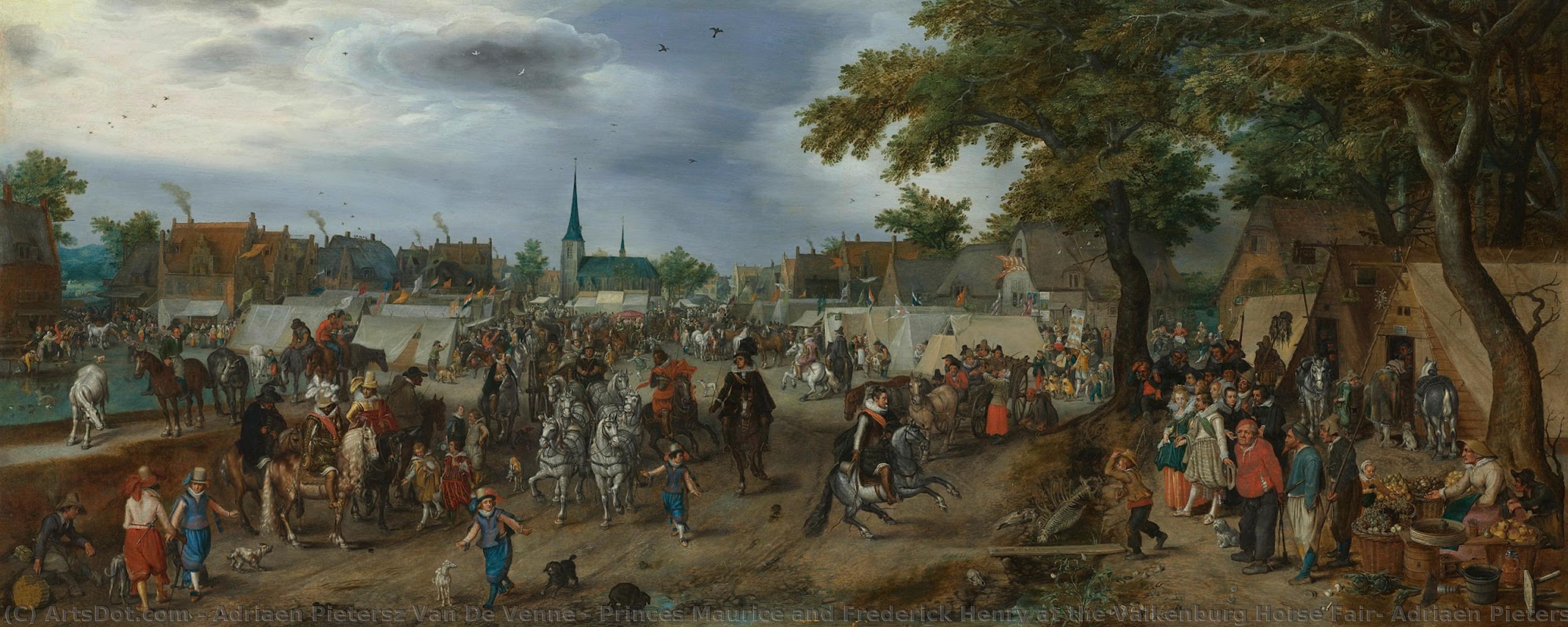 Princes Maurice And Frederick Henry At The Valkenburg Horse Fair, Adriaen Pietersz Van De Venne, 1618 — Adriaen Pietersz. Van De Venne