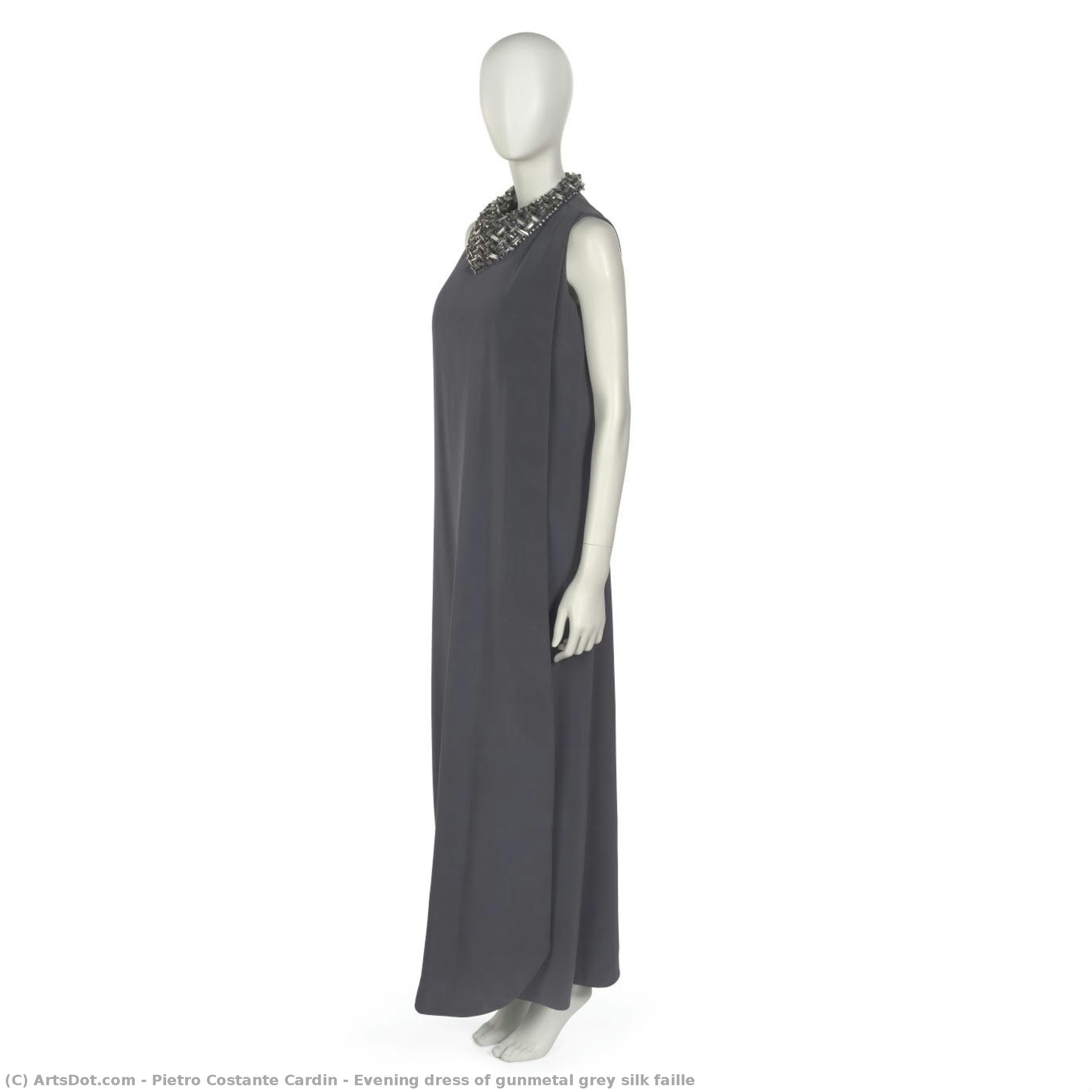Evening Dress Of Gunmetal Grey Silk Faille — Pierre Cardin