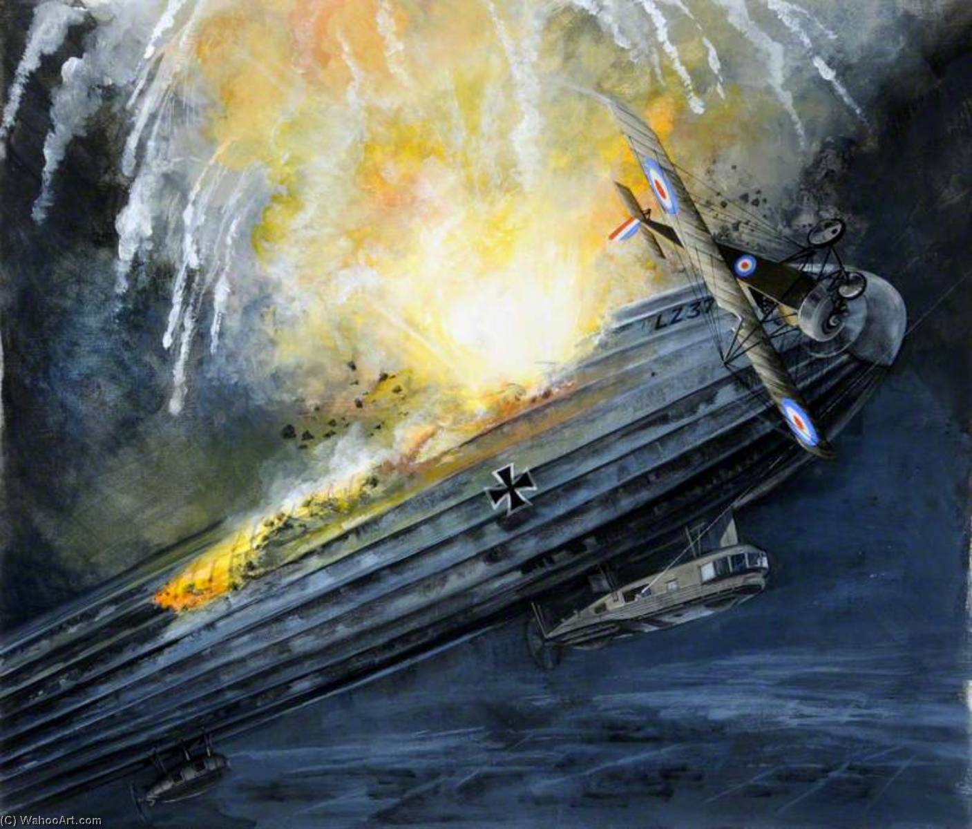 Flight Sub Lieutenant Warneford Attacking The Zeppelin, 7 June 1915 — Brian Byron